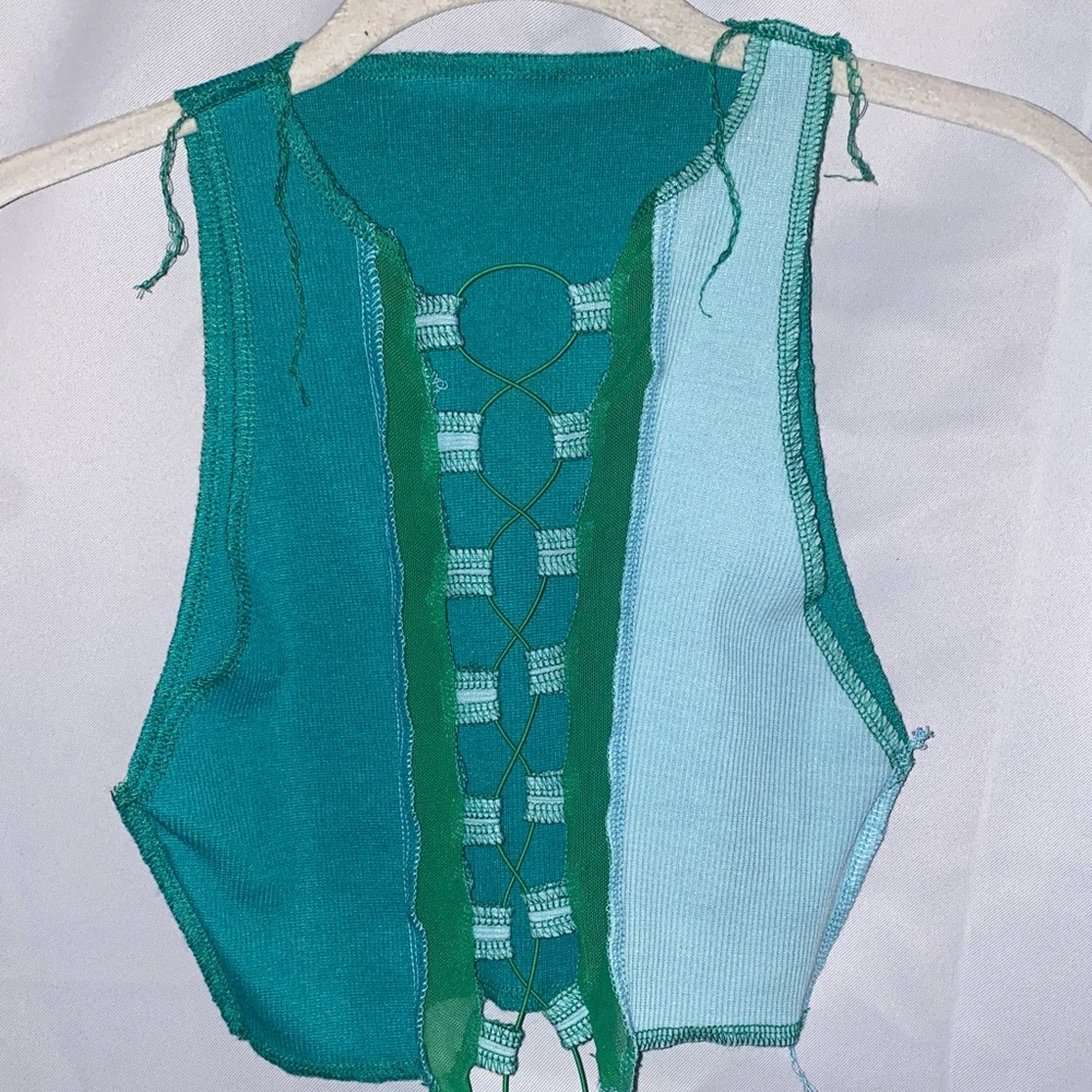 Green laced up crop top